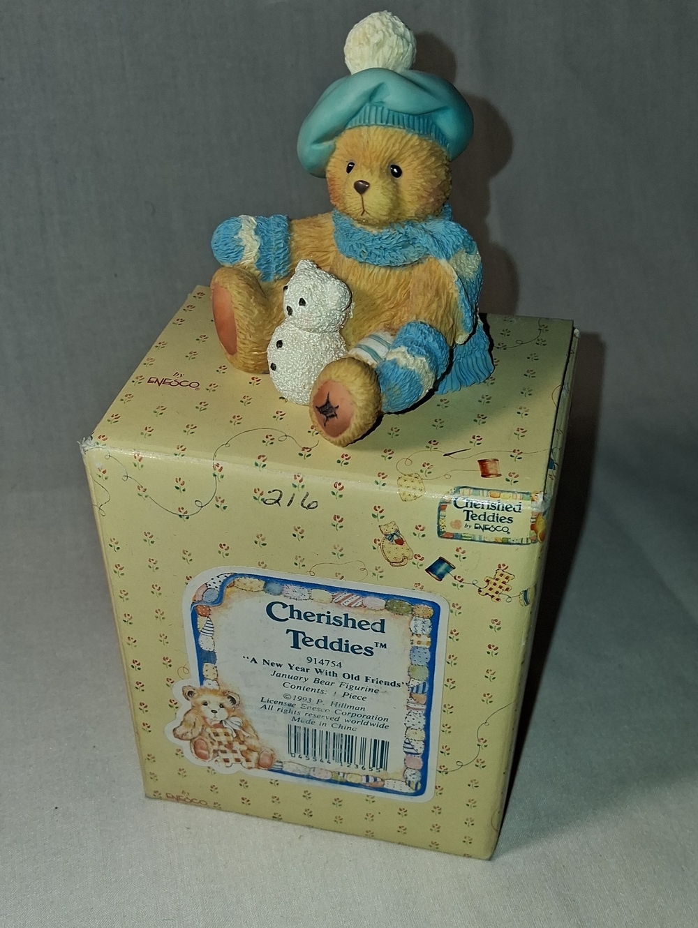 Retired Vintage 1993 Cherished Teddies January Bear A New Year With Old Friends